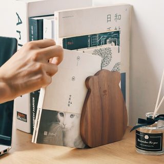 Serre-Livres Luxueux En Bois Forme Ours