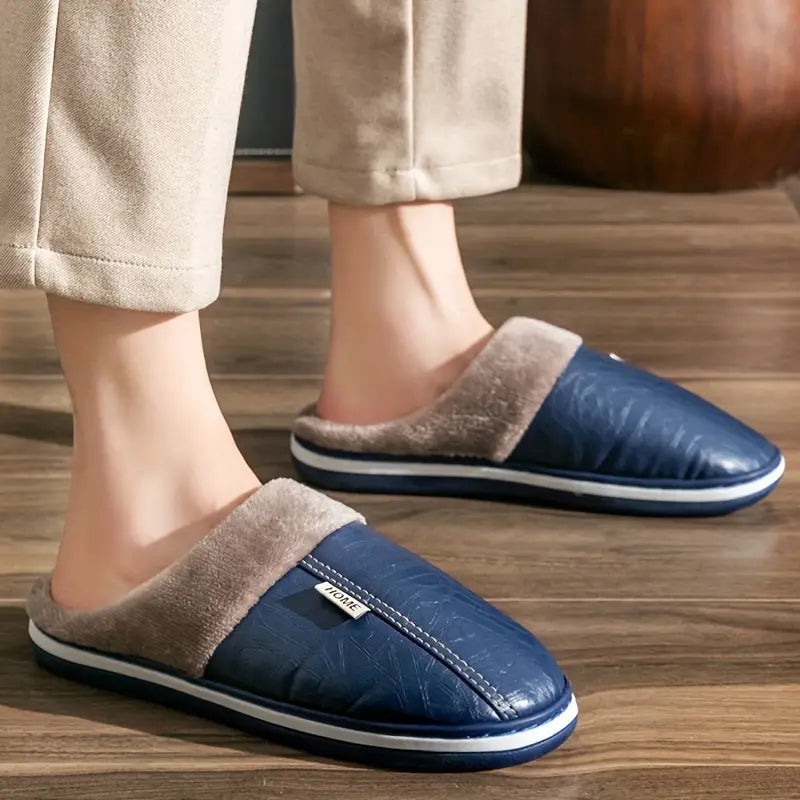 Chaussons en Simili Cuir et Fourrure